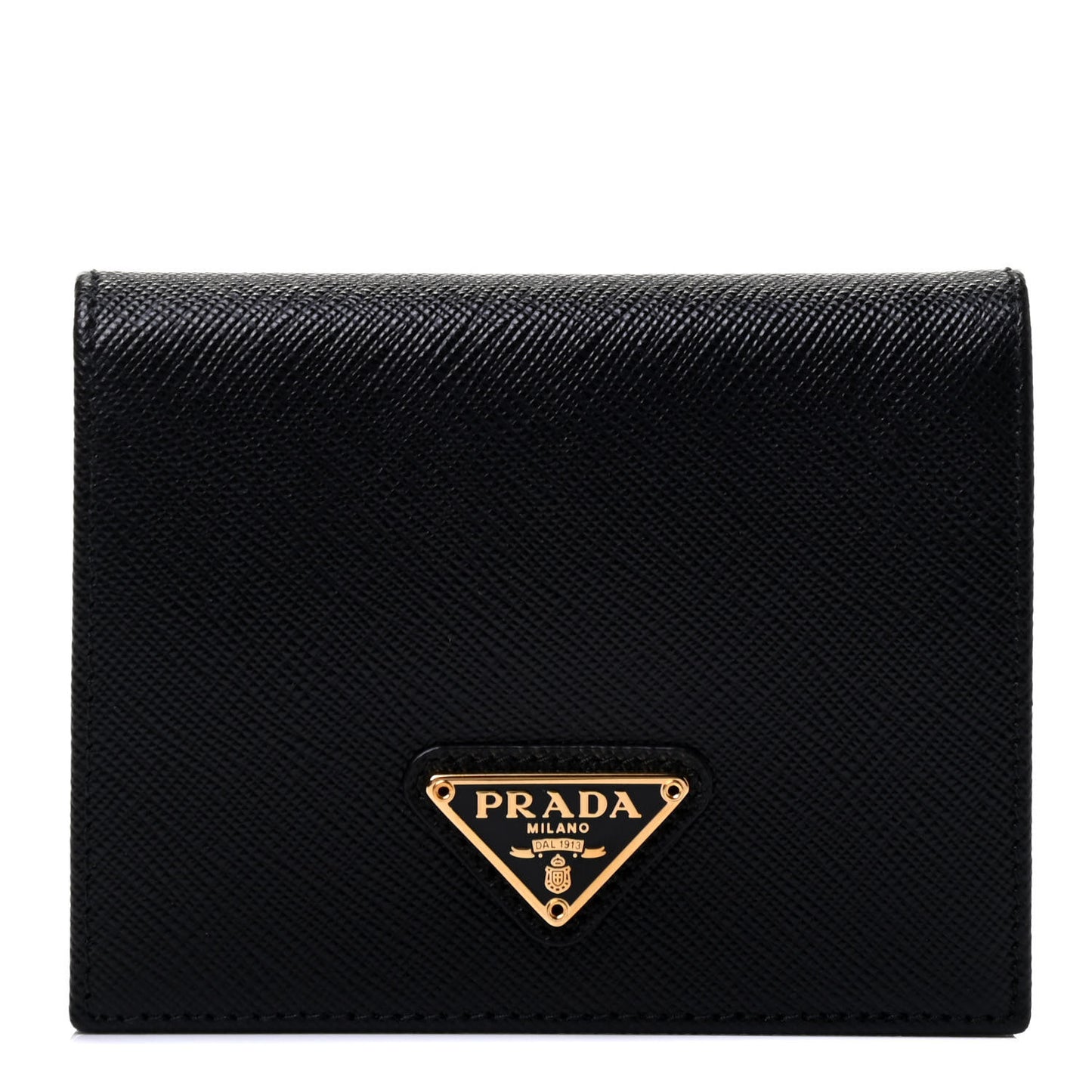 Saffiano Triangle Bi-Fold Compact Wallet Black
