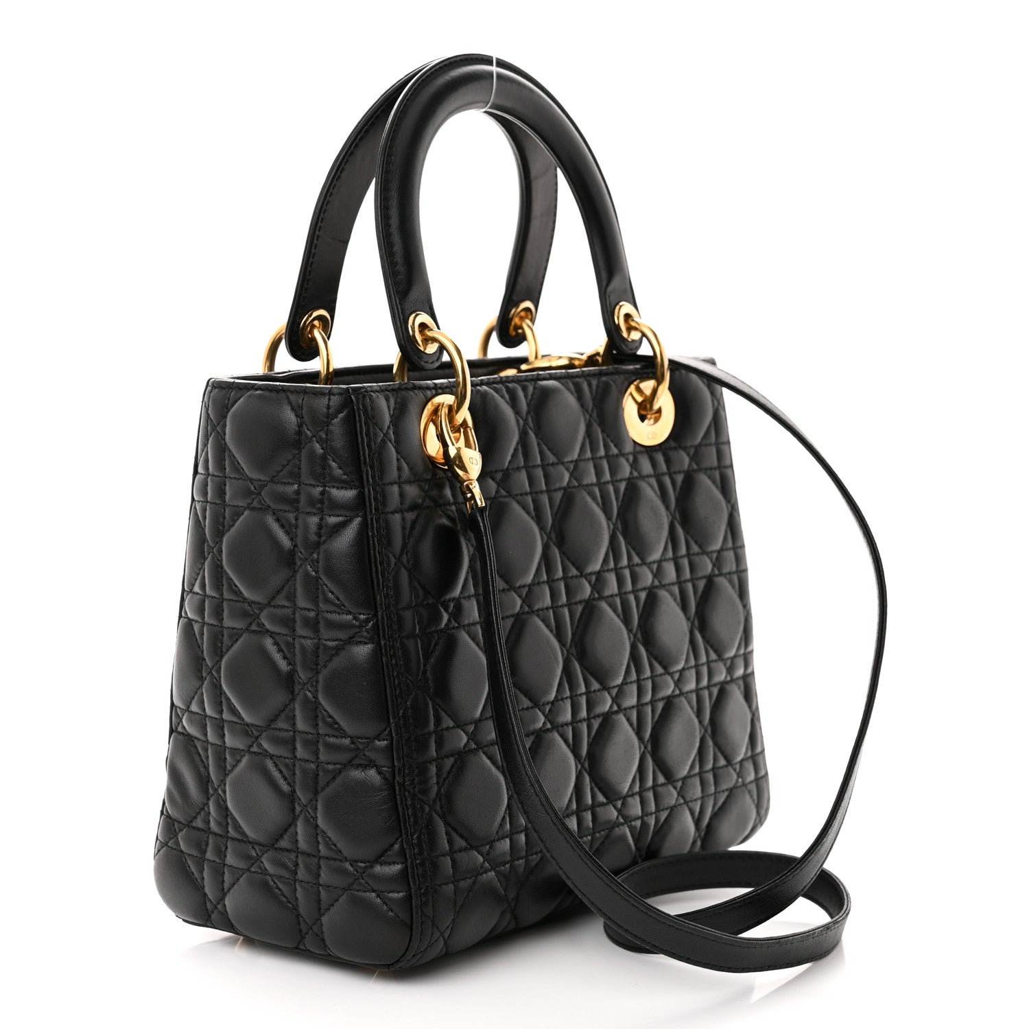 Christian Dior Lambskin Cannage Medium Lady Dior Black 3 of 10