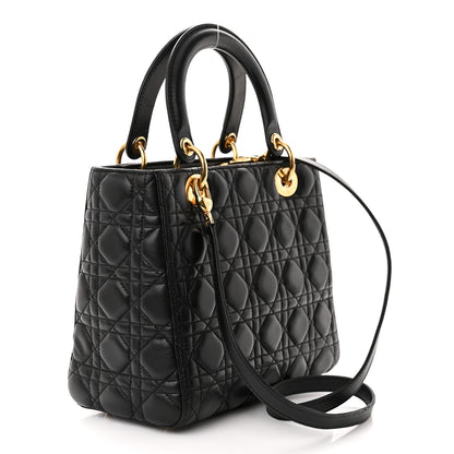 Christian Dior Lambskin Cannage Medium Lady Dior Black 3 of 10