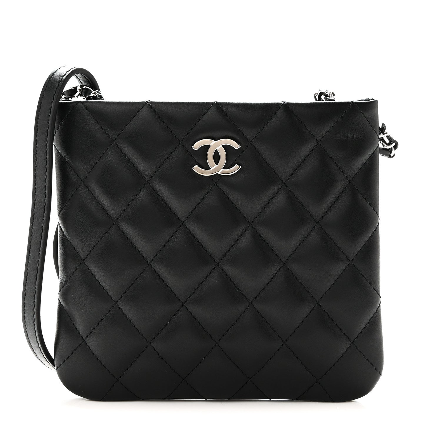 Lambskin Quilted Uniform Crossbody Bag Black