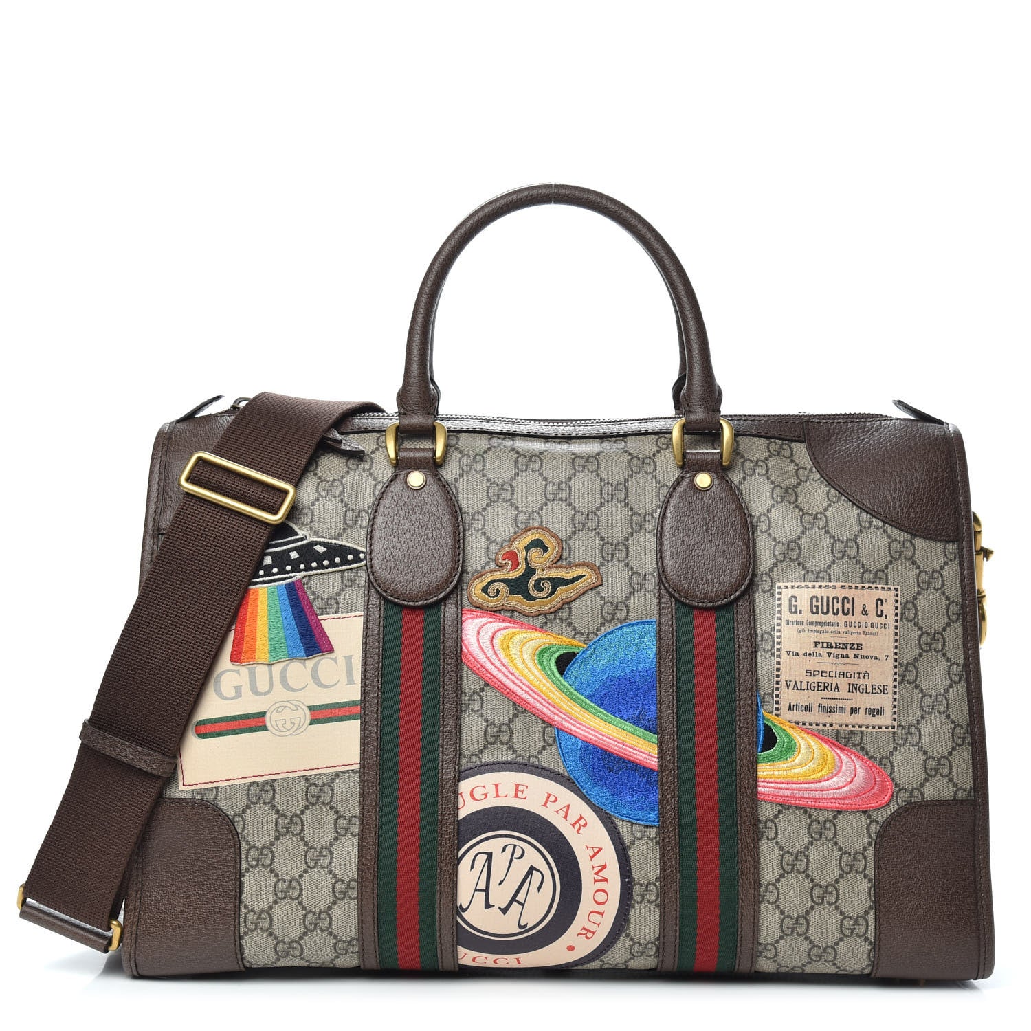 Gucci Soft GG Supreme Monogram Courrier Medium Duffle Bag Beige New Acero Multicolor 1 of 10