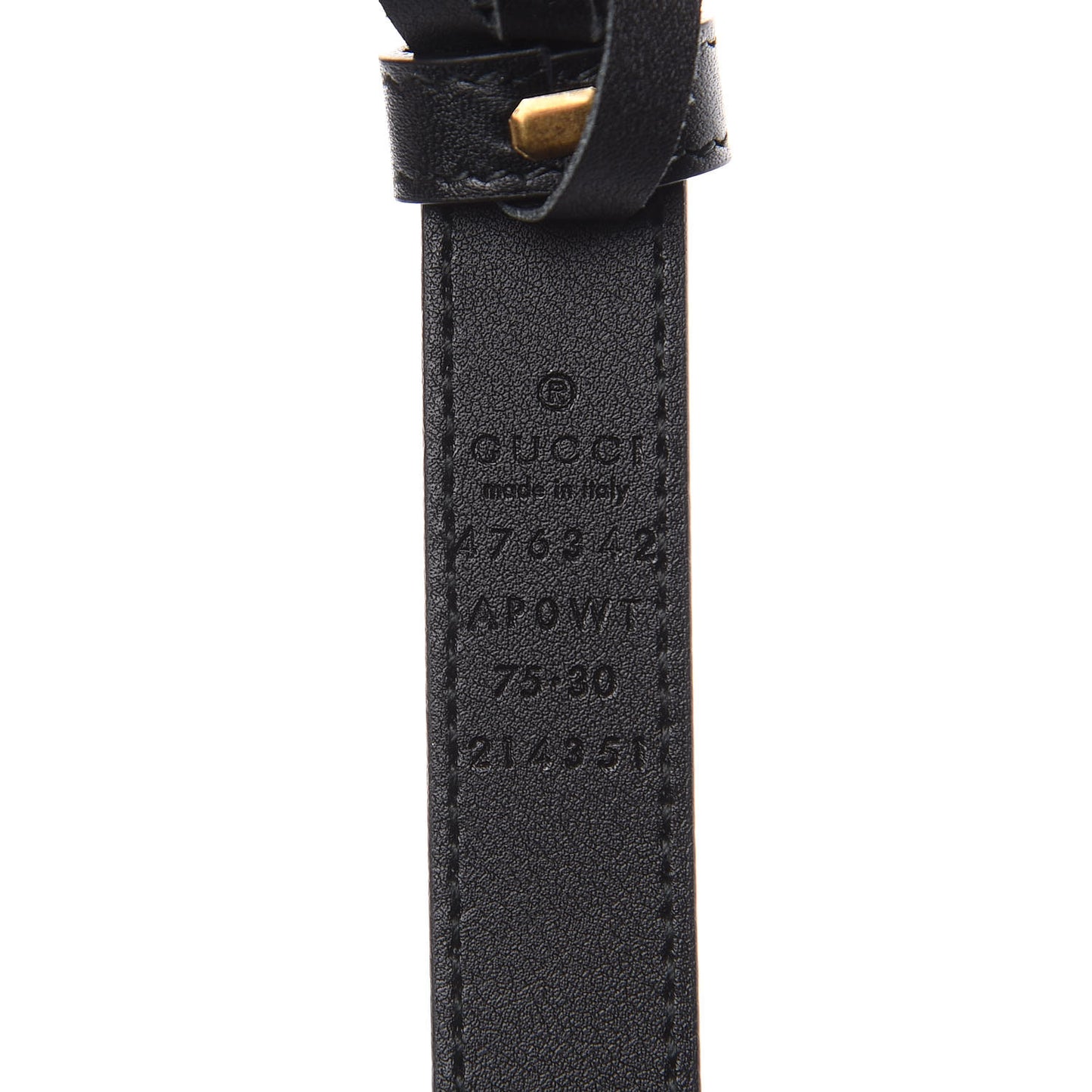 Calfskin Pearl Double G 20mm Belt 75 30 Black Cream