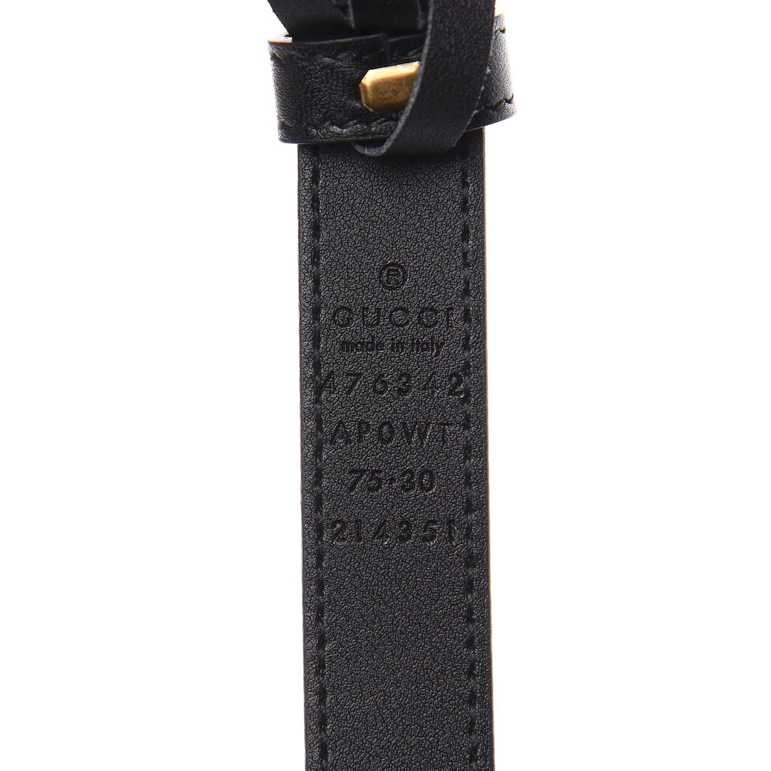 Gucci Calfskin Pearl Double G 20mm Belt 75 30 Black Cream 6 of 6