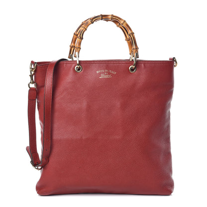 Gucci Pebbled Calfskin Bamboo Shopper Tote Red 1 of 13