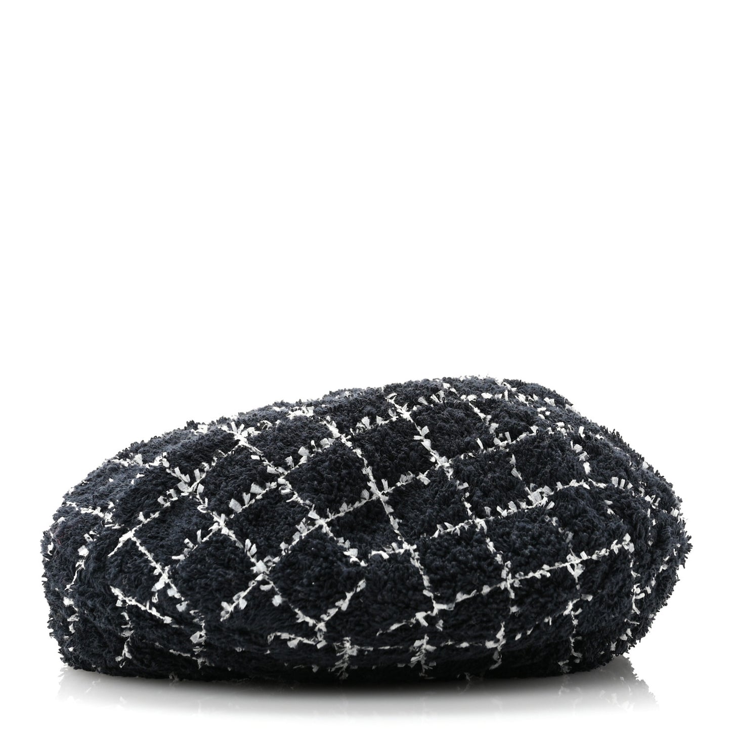 Tweed Beret Hat L Black White