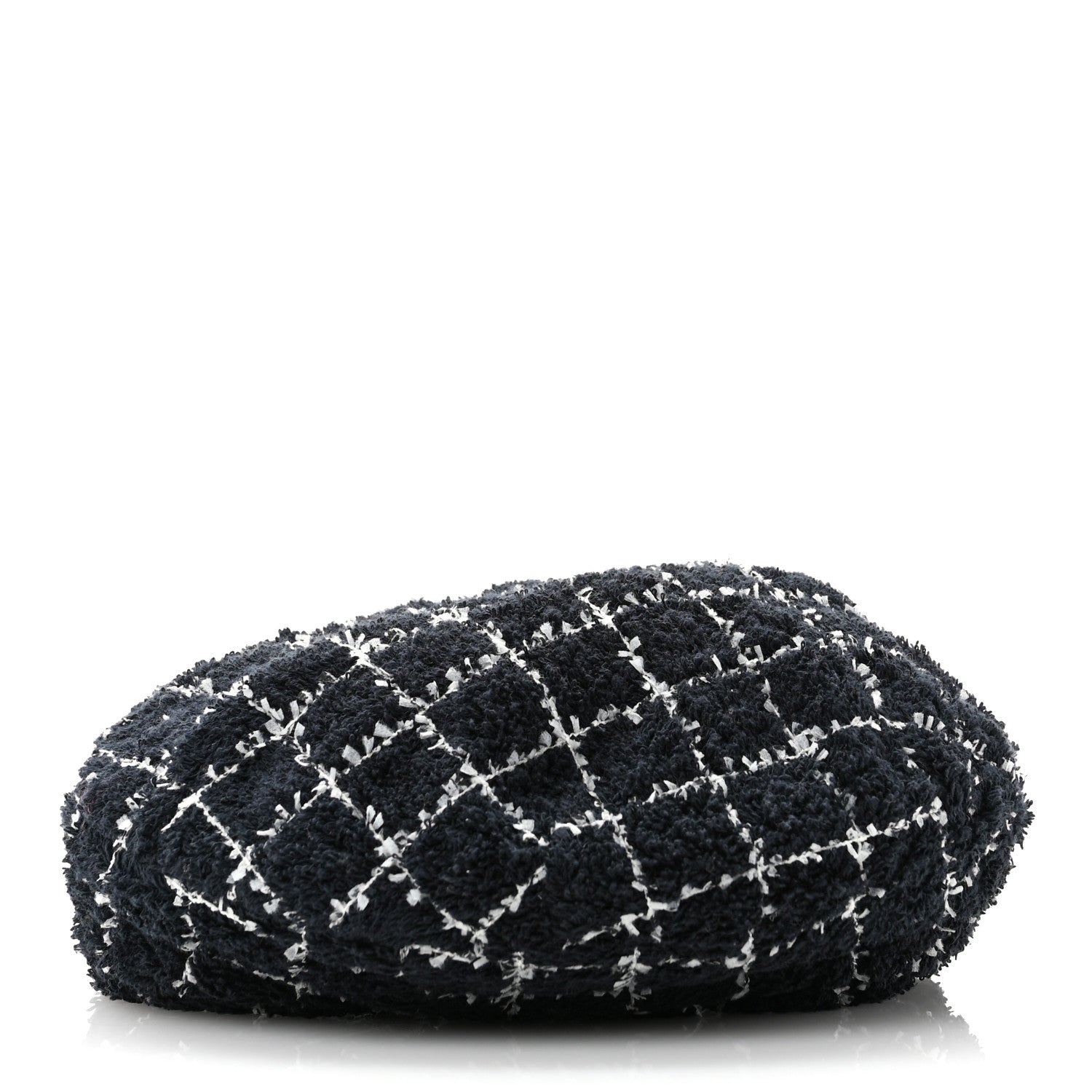 Chanel Tweed Beret Hat L Black White 5 of 8