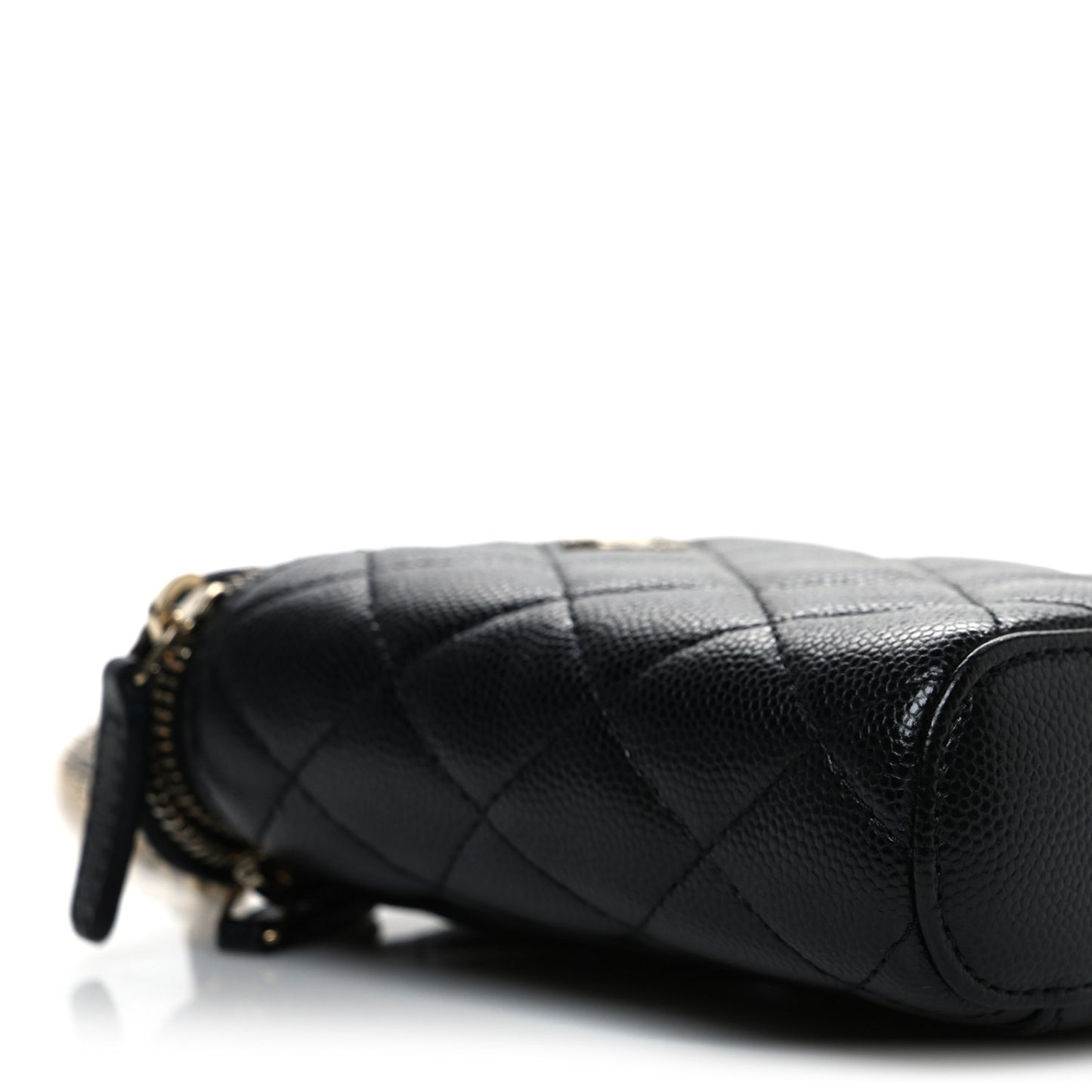 Caviar Quilted Small Vertical Coco Beauty Vanity Case With Chain Black