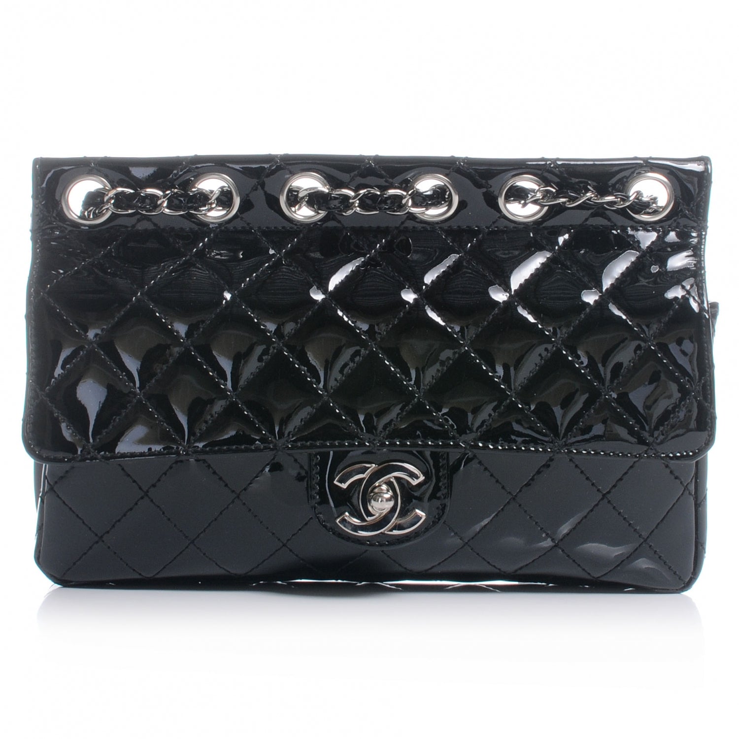 Chanel Patent Quilted Medium Diagonal CC Flap Black 1 of 7