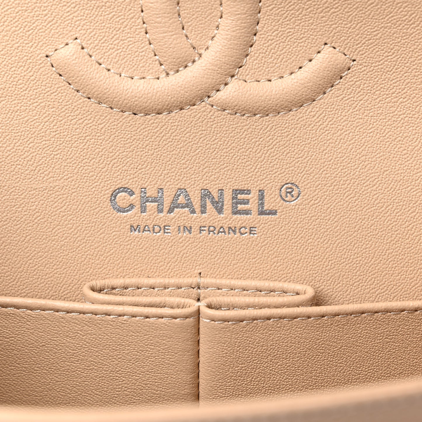 Caviar Quilted Small Double Flap Beige