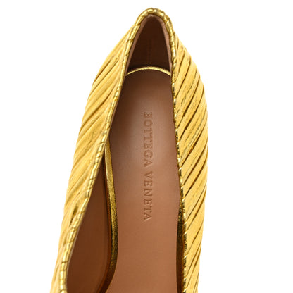 Bottega Veneta Metallic Bark Nappa Almond Pumps 39 Gold 7 of 7