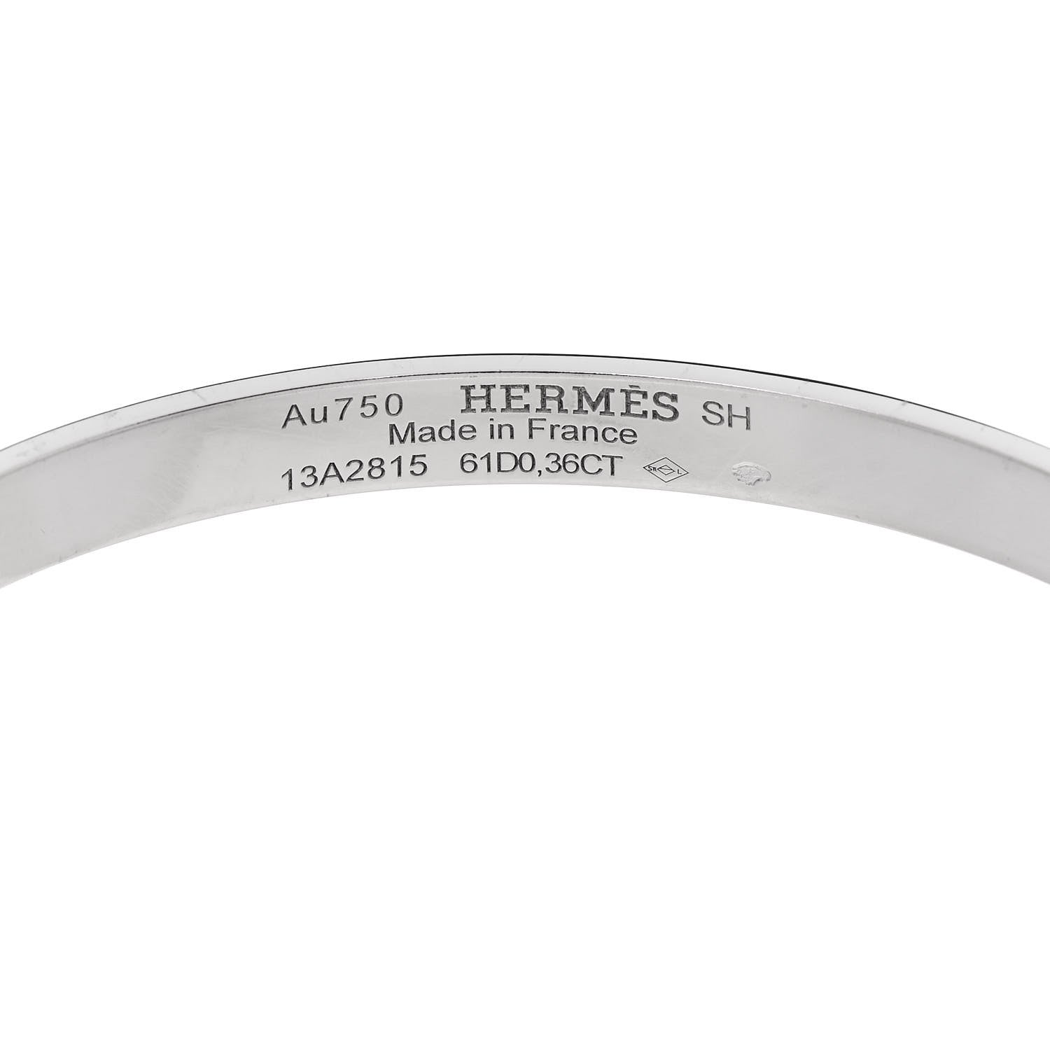 Hermes 18K White Gold Diamond PM Kelly Pave Bracelet SH 3 of 4