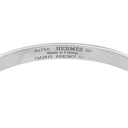 Hermes 18K White Gold Diamond PM Kelly Pave Bracelet SH 3 of 4