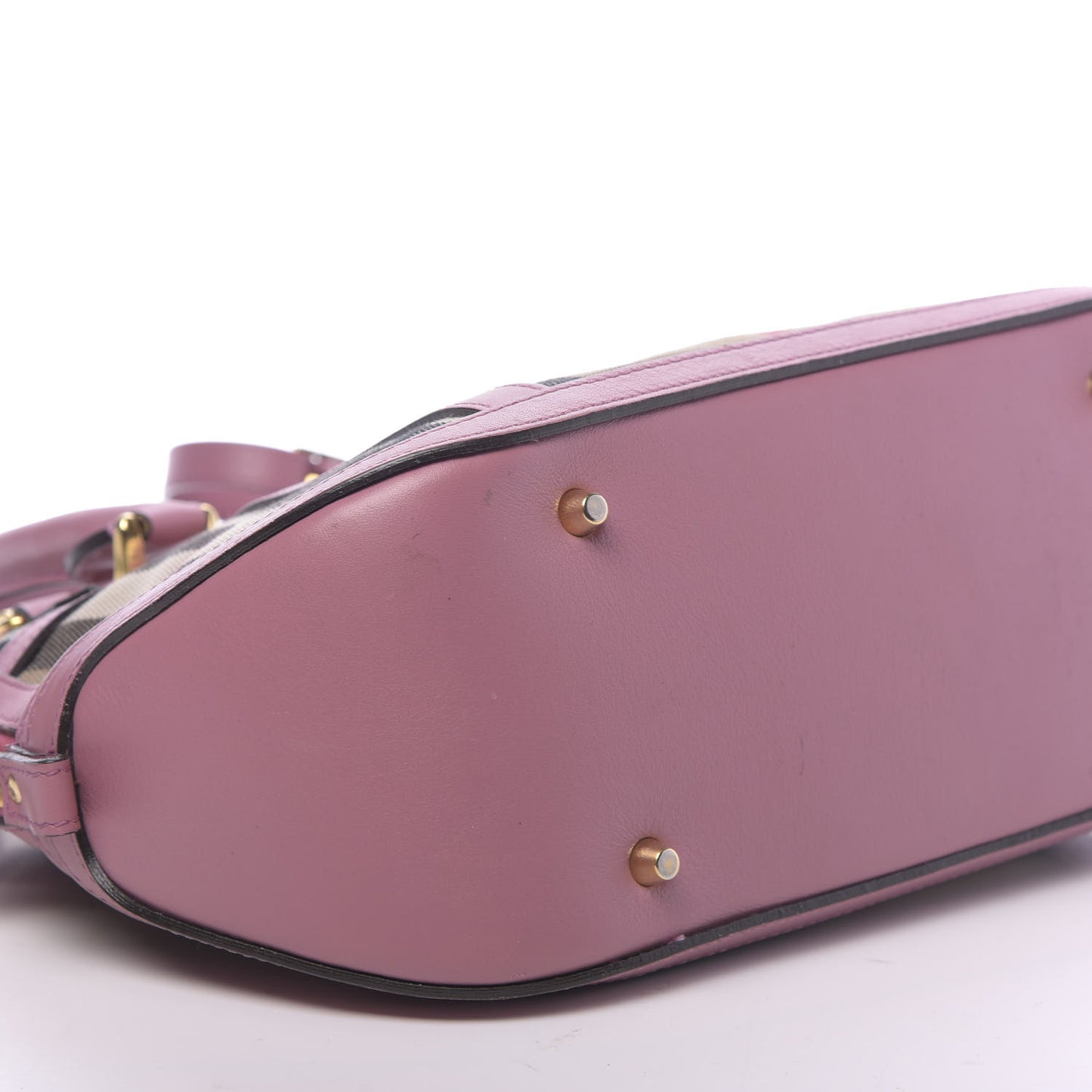 Bridle Calfskin House Check Small Orchard Bowling Bag Pink