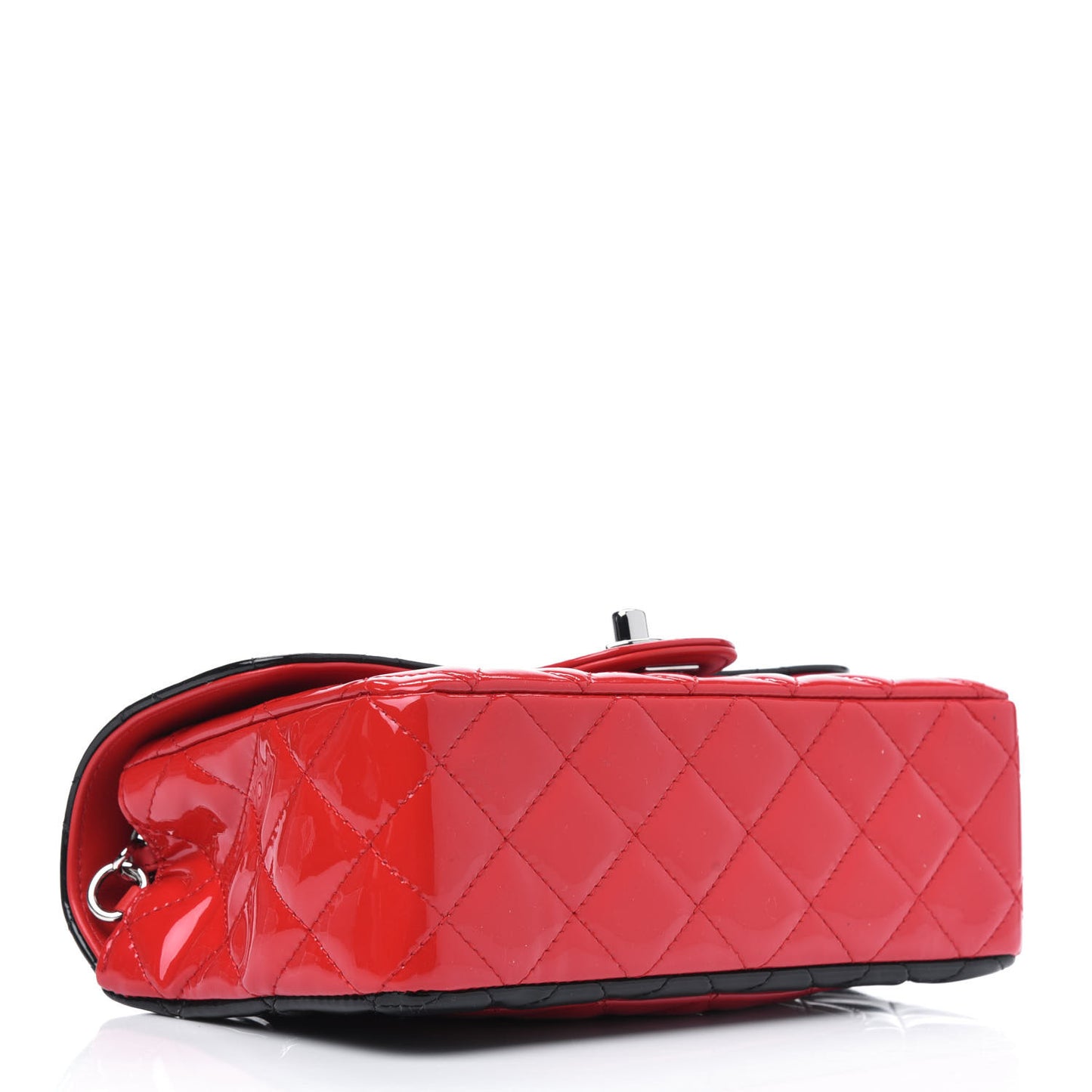 Patent Calfskin Quilted Bi-Color Mini Rectangular Flap Red Black