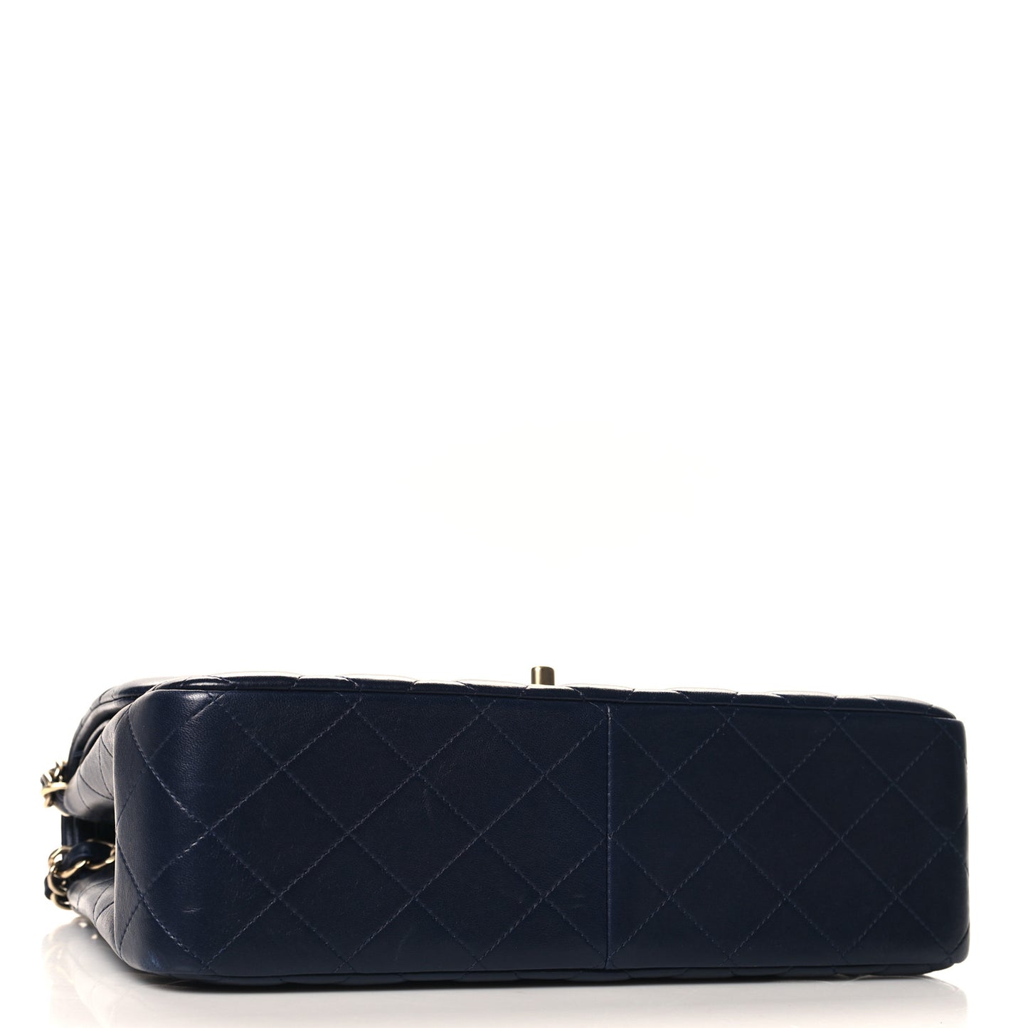 Lambskin Quilted Jumbo Double Flap Navy
