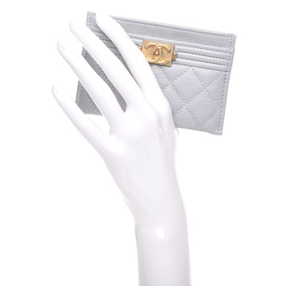 Chanel Caviar Quilted Boy Card Holder Grey 2 of 9