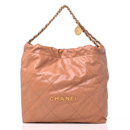 Chanel Shiny Calfskin Quilted Chanel 22 Camel 3 of 10
