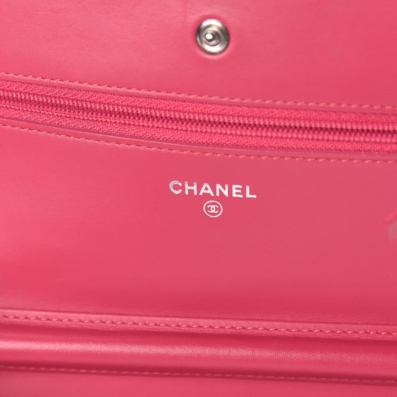 Chanel Patent Quilted Wallet On Chain WOC Fuchsia 6 of 14