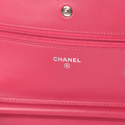 Chanel Patent Quilted Wallet On Chain WOC Fuchsia 6 of 14