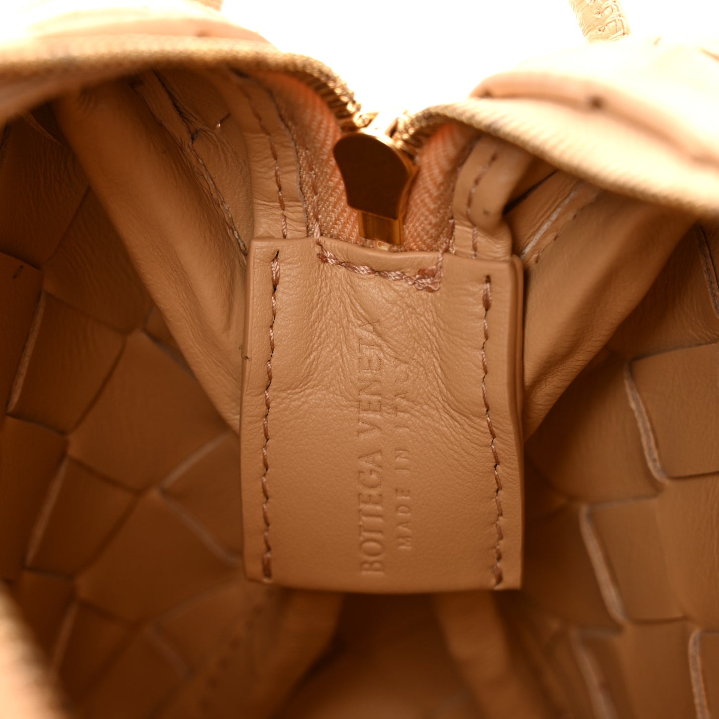 Nappa Intrecciato Mini Loop Camera Bag Almond