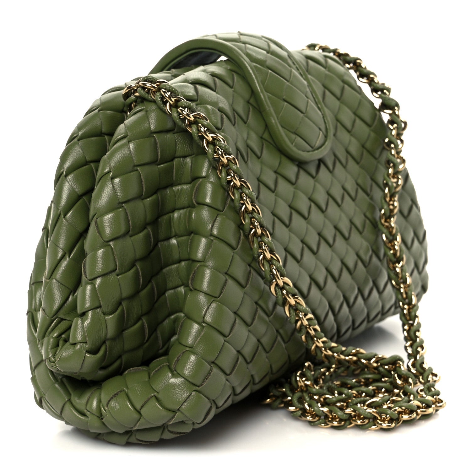Bottega Veneta Nappa Intrecciato Small The Lauren 1980 Clutch With Chain Matcha 3 of 11