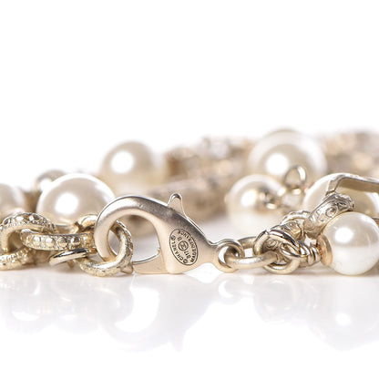 Chanel Pearl Crystal CC Bracelet Light Gold 3 of 3
