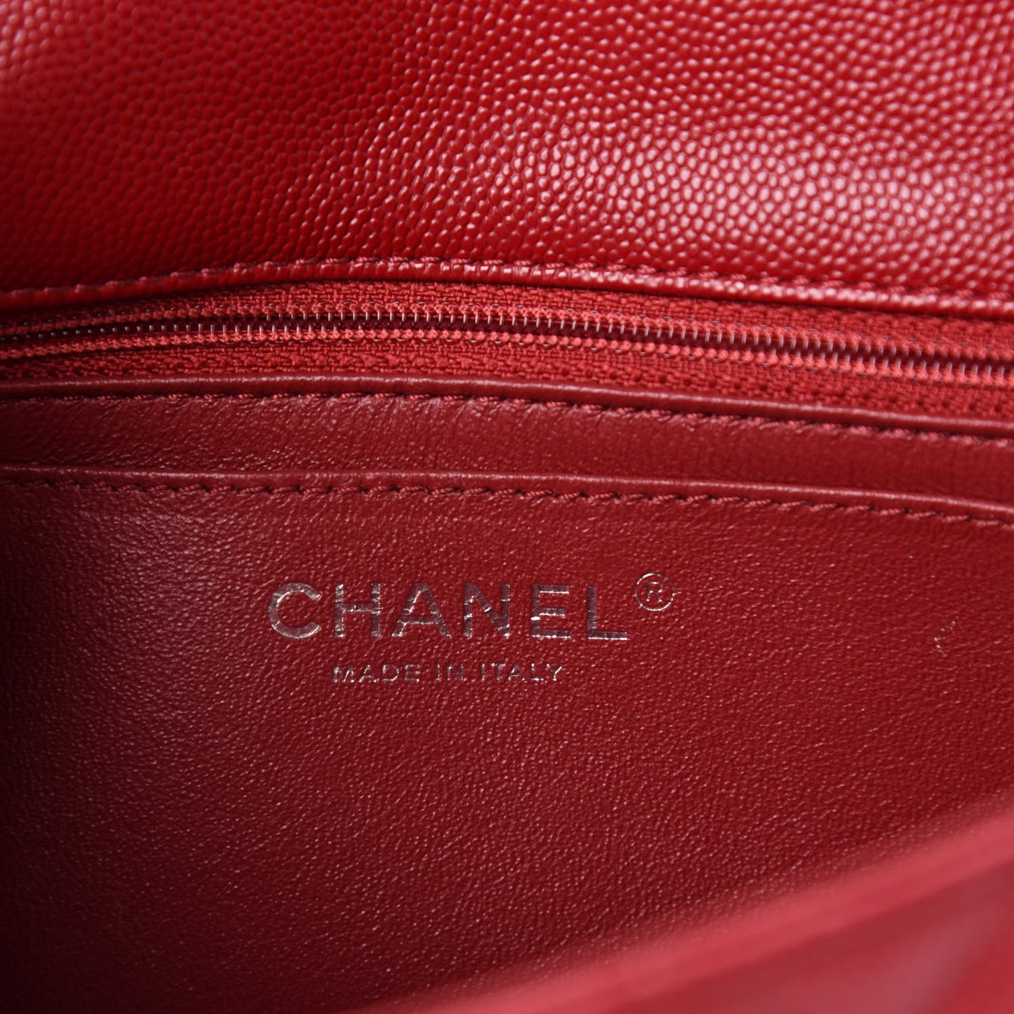 Caviar Quilted Mini Rectangular Flap Red