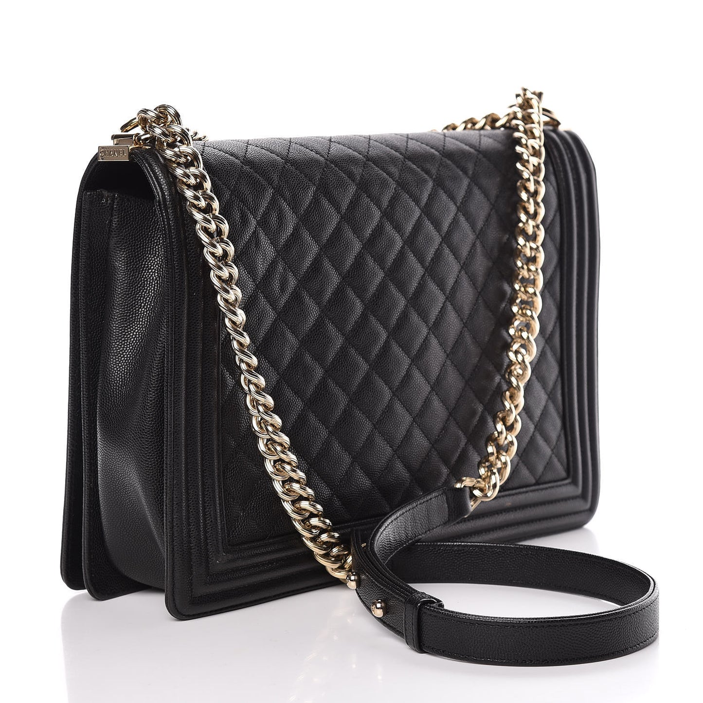 Caviar Quilted Large Boy Flap Black