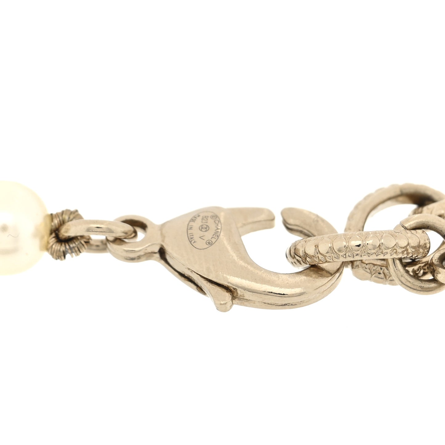 Graduated Pearl Crystal CC Bracelet Gold