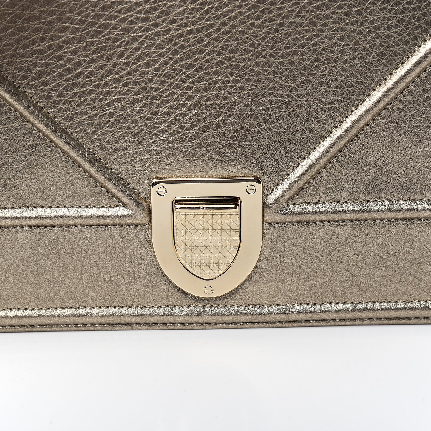 Metallic Grained Calfskin Medium Diorama Flap Bag Pale Gold
