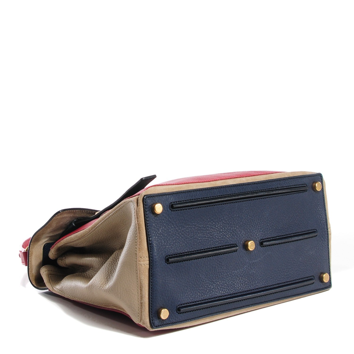 Saint Laurent Calfskin Medium Colorblock Muse Two Poppy Blue Beige 4 of 7