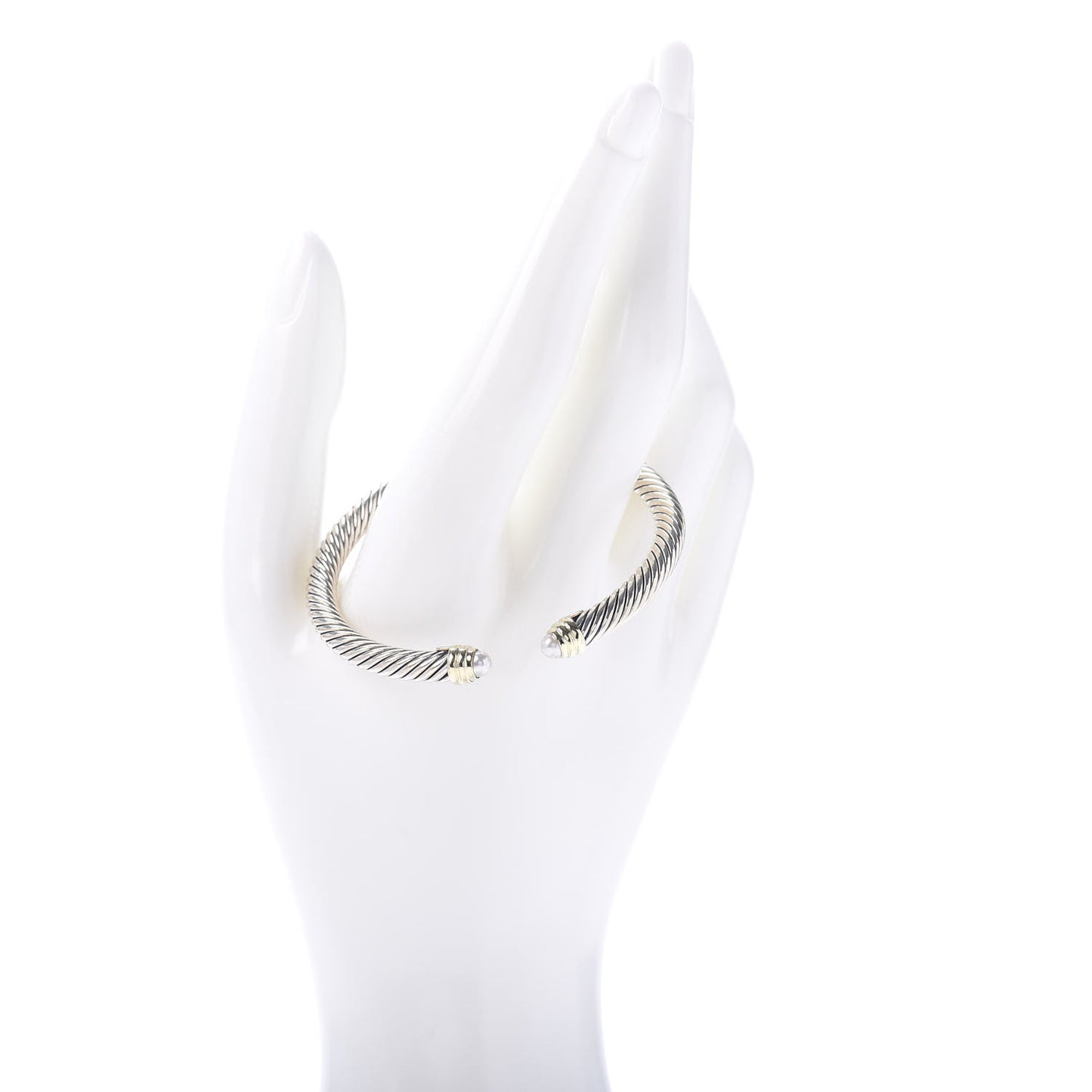 Sterling Silver 14K Yellow Gold Pearl 5mm Cable Classics Petite Color Bracelet