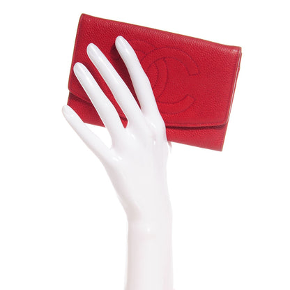 Chanel Caviar Timeless CC Card Holder Wallet Red 2 of 9