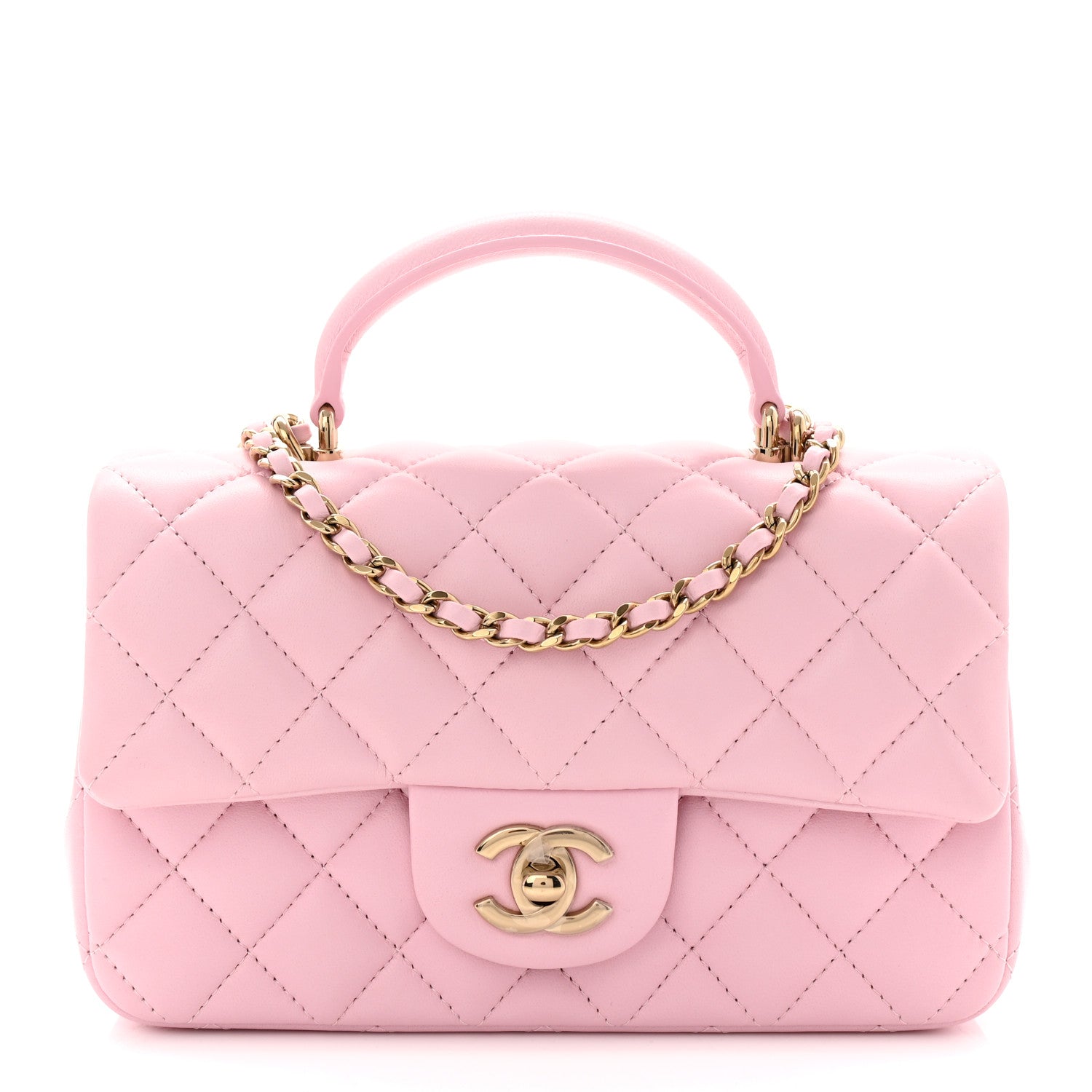 Chanel Lambskin Quilted Mini Top Handle Rectangular Flap Light Pink 1 of 11