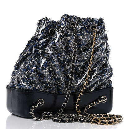 Chanel Tweed PVC Quilted Gabrielle Backpack Navy Black 3 of 9