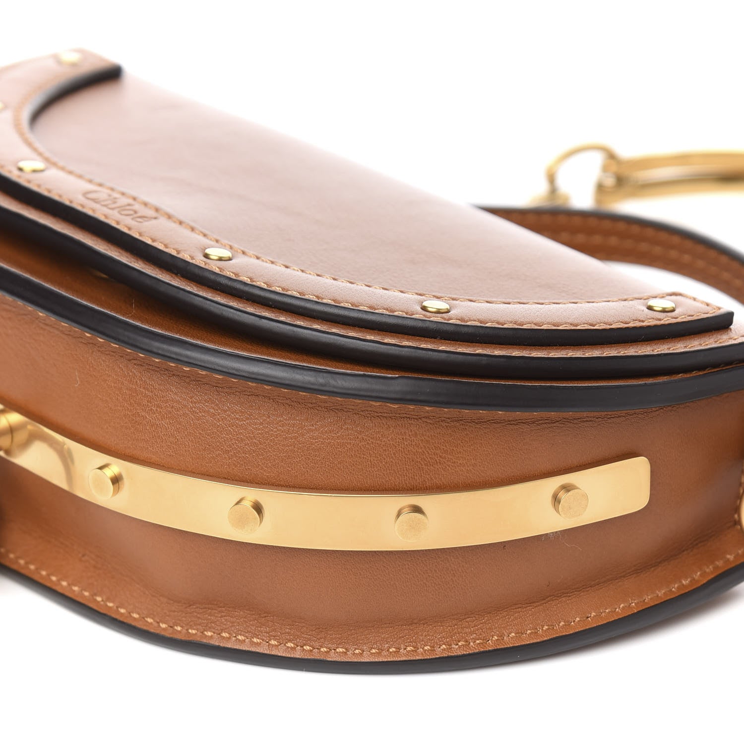 Chloe Calfskin Small Nile Bracelet Minaudiere Bag Caramel 8 of 8