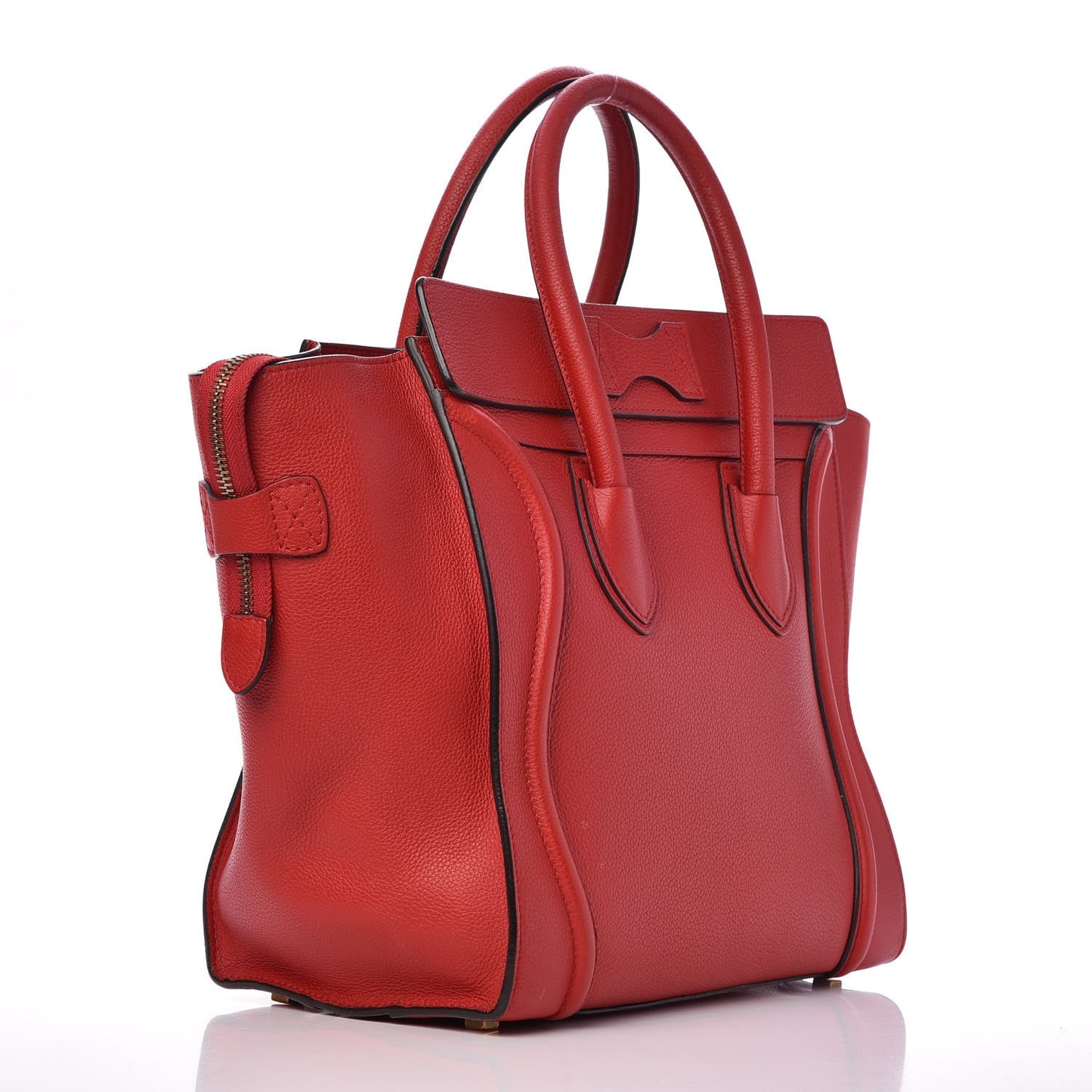 Drummed Calfskin Mini Luggage Coquelicot