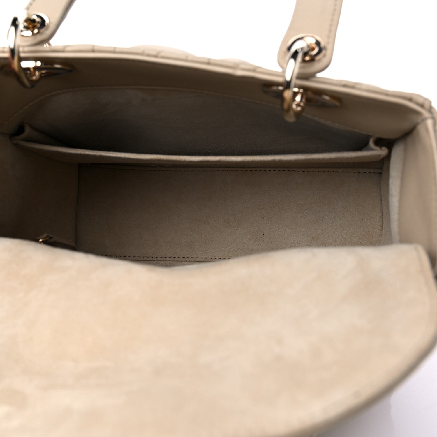 Christian Dior Lambskin Cannage Medium Lady Dior Beige 4 of 9