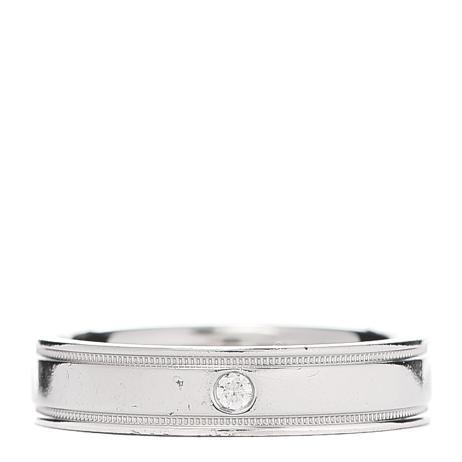 Tiffany Platinum Diamond Essential Double Milgrain Wedding Band Ring 48 4.5 1 of 6