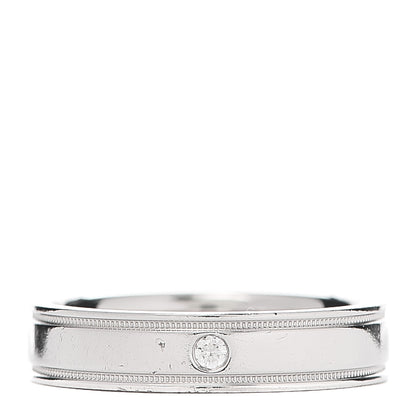 Tiffany Platinum Diamond Essential Double Milgrain Wedding Band Ring 48 4.5 1 of 6