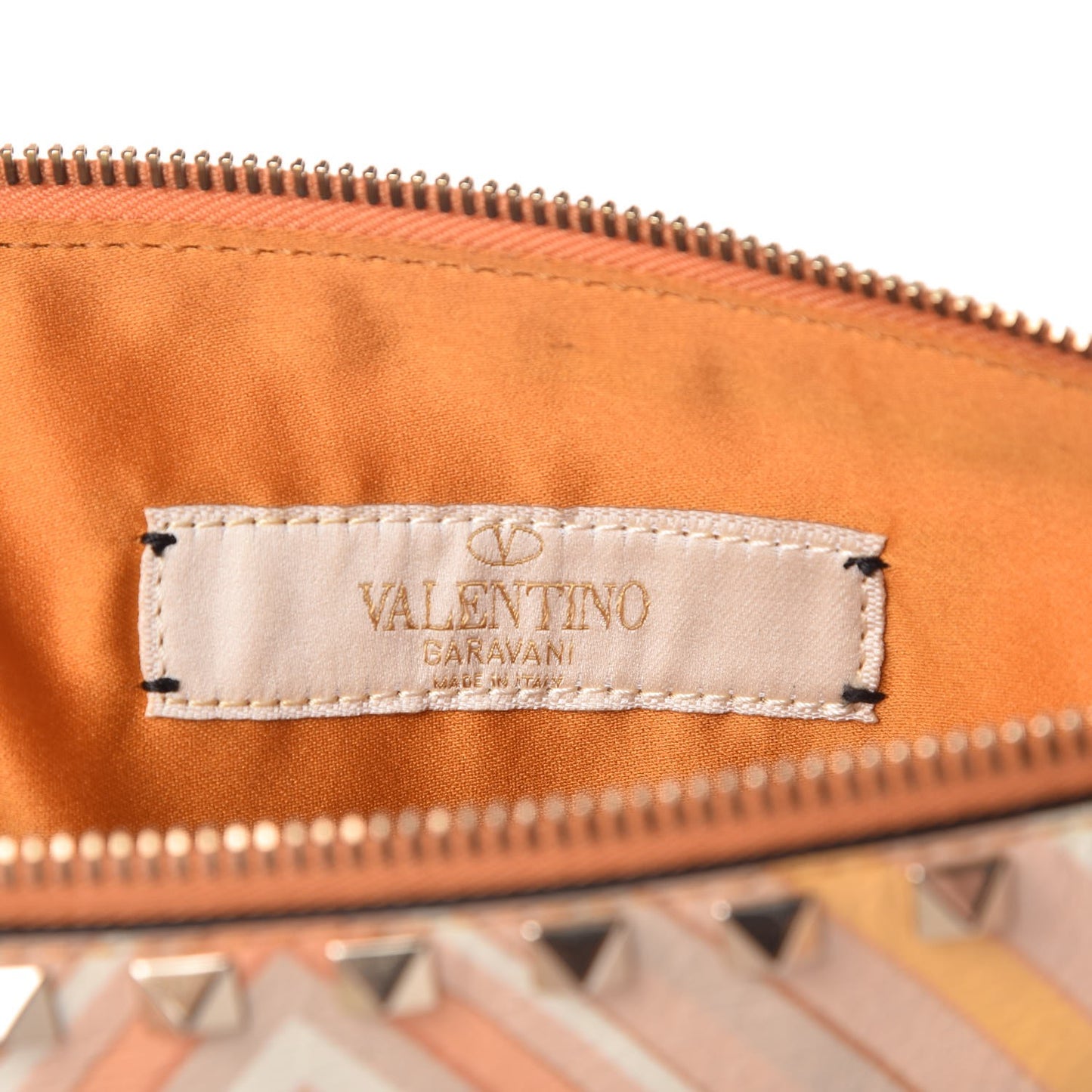 Nappa Native Couture 1975 Rockstud Zip Pouch Mandarin Sorbet