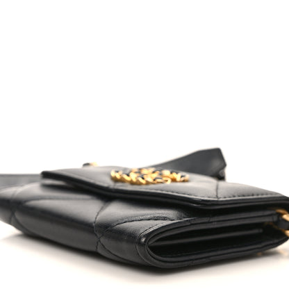 Chanel Lambskin Quilted Chanel 19 Flap Coin Purse With Chain Black 8 of 9