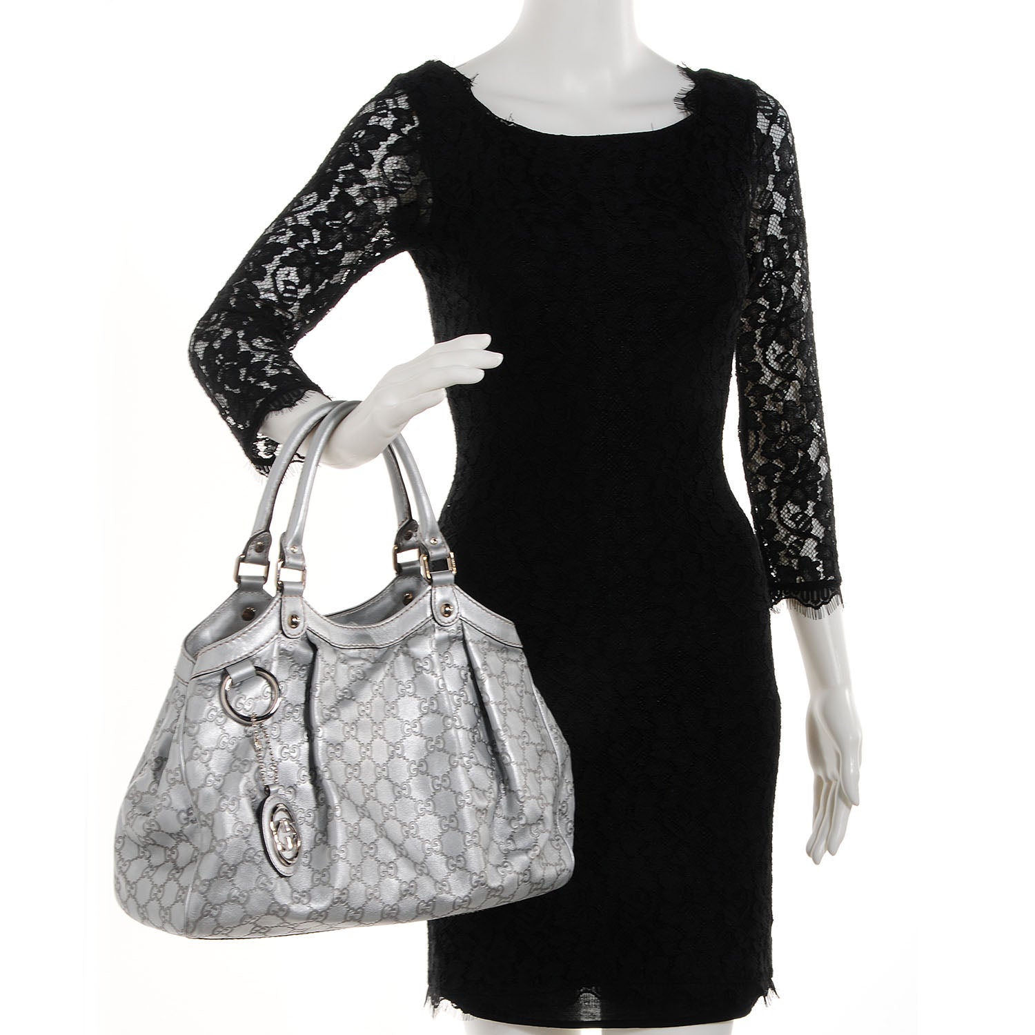 Gucci Guccissima Medium Sukey Tote Silver 2 of 7