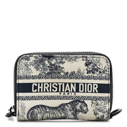 Christian Dior Technical Fabric Embroidered Toile De Jouy DiorTravel Detachable Card Holder Blue 1 of 12