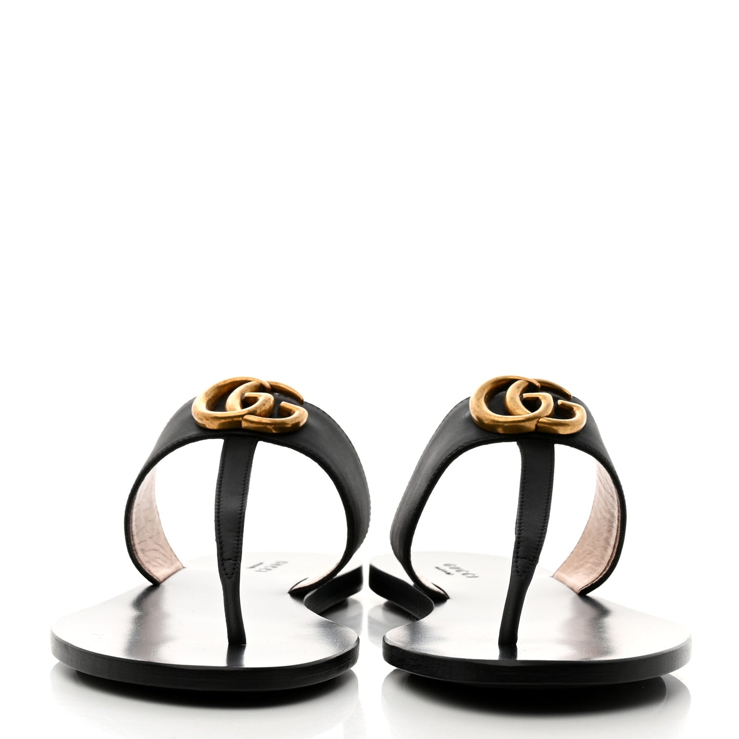 Calfskin GG Marmont Thong Sandals 38 Black