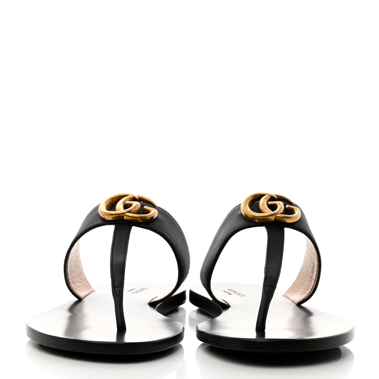 Gucci Calfskin GG Marmont Thong Sandals 38 Black 2 of 8