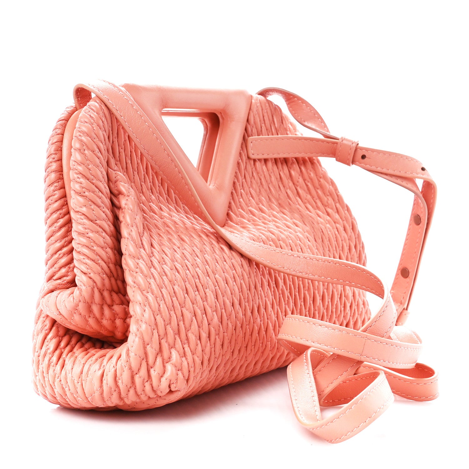 Bottega Veneta Lambskin Knit Small The Point Triangle Bag Peachy 3 of 9