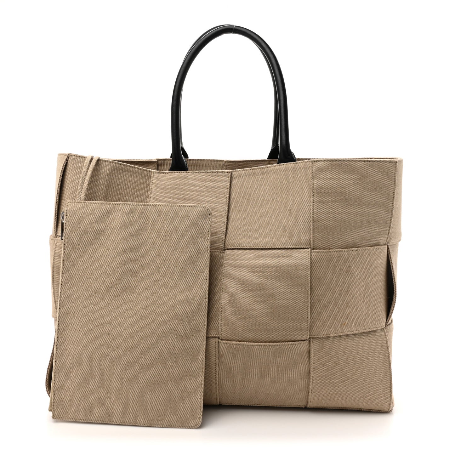 Canvas Intrecciato Large Arco Tote Beige Black