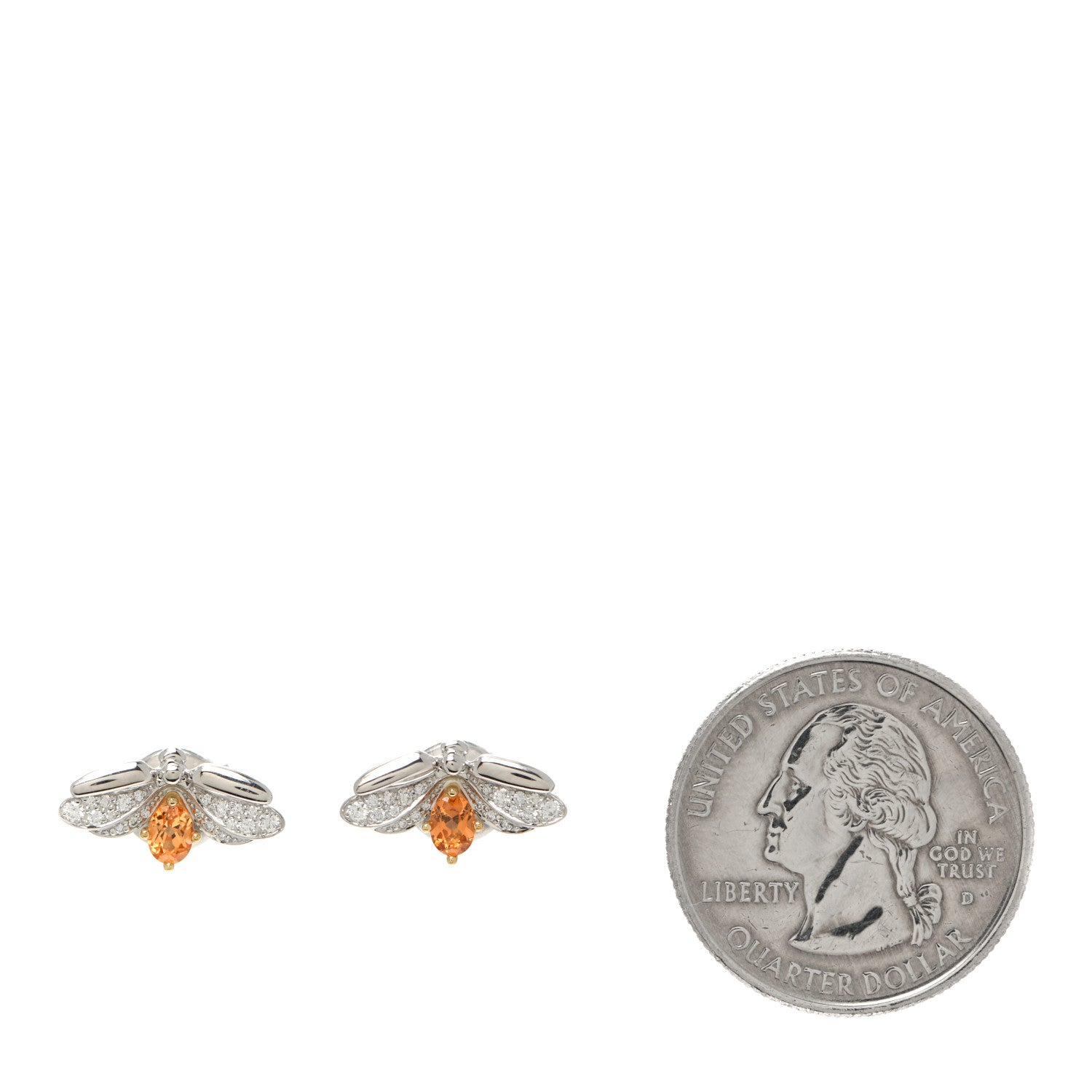 Tiffany Platinum 18K Yellow Gold Diamond Spessartine Paper Flowers Firefly Earrings 2 of 6
