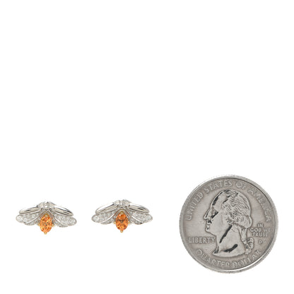 Tiffany Platinum 18K Yellow Gold Diamond Spessartine Paper Flowers Firefly Earrings 2 of 6